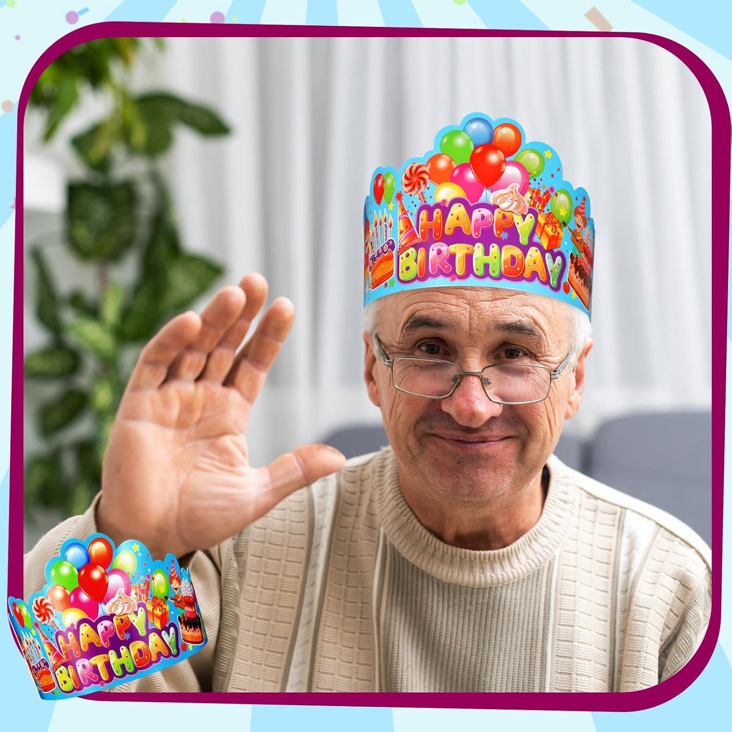 Meooeck 100 Pcs Birthday Crowns for Adults Adjustable Colorful Happy Paper Birthday Hats Bulk Gifts Party Supplies Favors