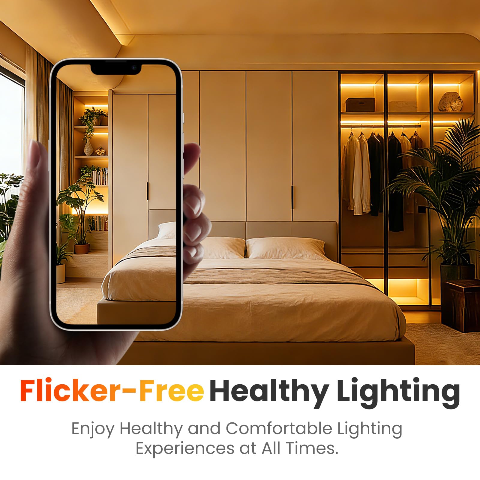 KISUFU Tira LED COB 220V, 288 LEDs/m IP65 Impermeable Neon Luces de LED Light Strip con Temporizador de 3 etapas de 4 teclas Para Habitacion, Dormitorio, Patio.