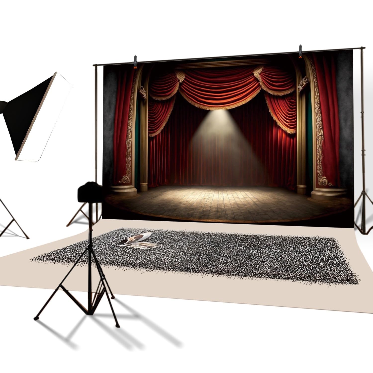 Toile De Fond Photo YongFoto 3x2,5m - Thème VIP étoiles Couronne Dorée - Pour événements, Photoshoots
