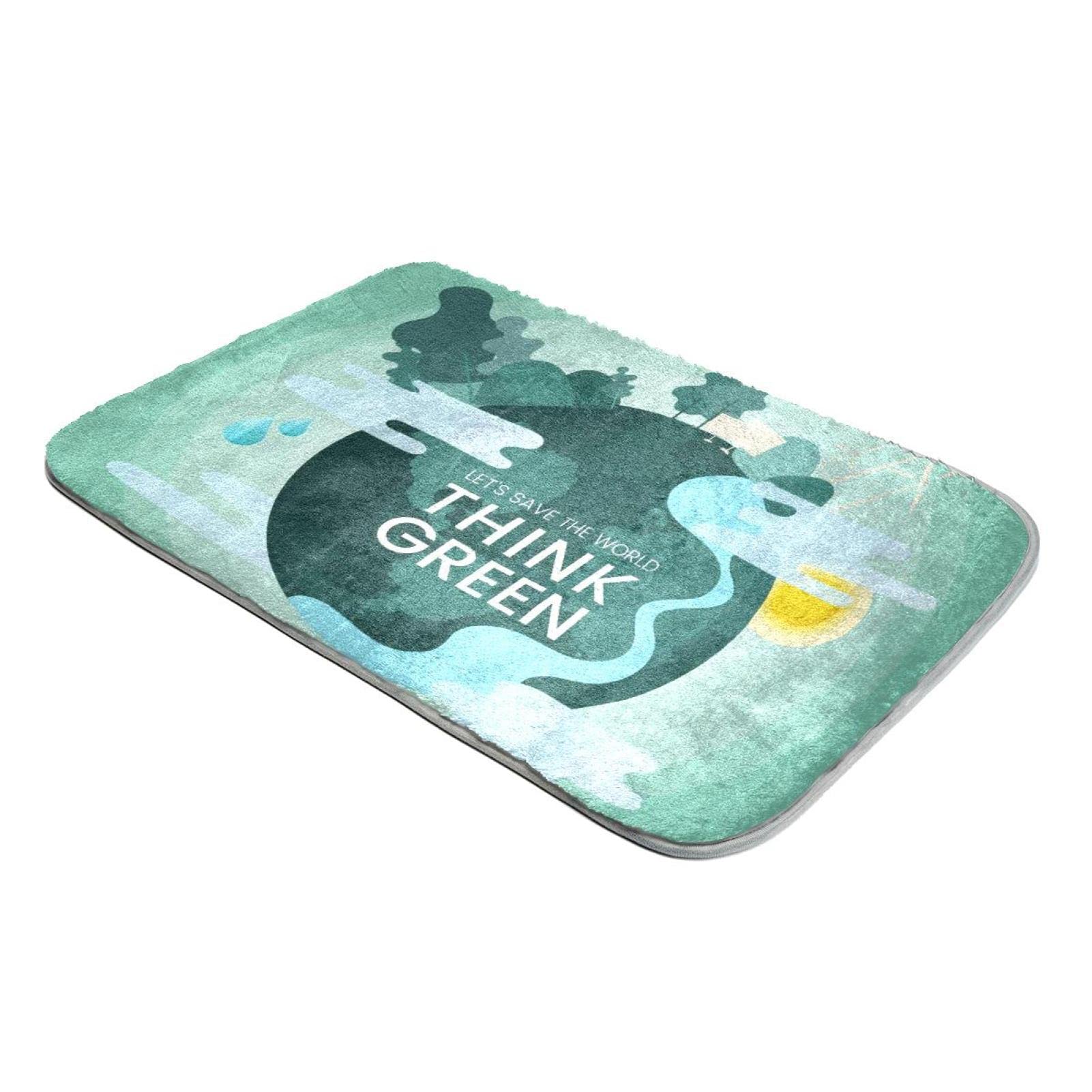Tapis à poils longs vert anti-froid en fausse fourrure lavable