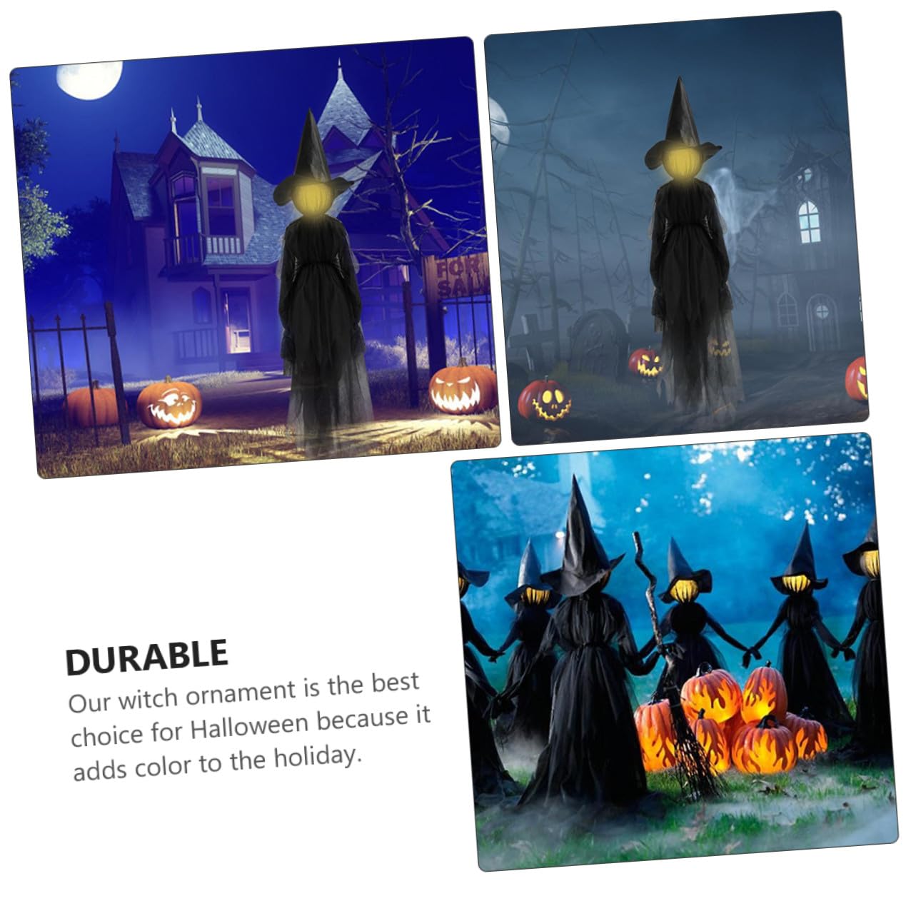 DOITOOL Decorazione Halloween Strega Nera Controllo Vocale e Sensore Sonoro in ABS e Seta per Giardino e Festa all Aperto