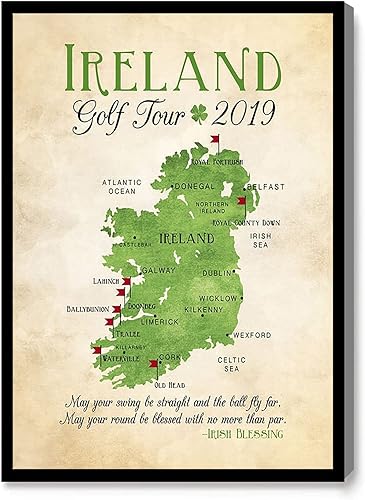 Miniatura 1 de Arte de pared, decoración de oficina en casa, decoración de pared, mapa de golf de Irlanda, regalo de regalo para papá, mapa de viaje personalizado,
