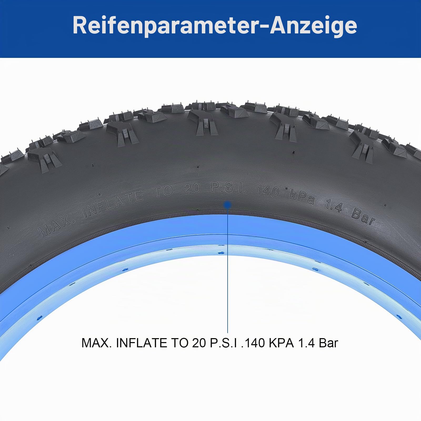 20x4,0 Fat Bike Reifen 102-406, 20 Zoll Reifen, passend für 20 x 4,0 Ebike/Mountain/Rennrad/City Fahrradreifen, Schwarz, Schlauchreifen, Knorrig, Beschränkt