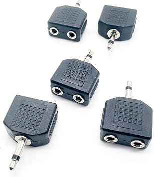 5pcs 3.5mm 1/8 Inch 1/8 Mono TS Male to Dual 2 Port 3.5mm Female Mono Audio Y Splitter Microphone Headphone Adapter Connector Converter