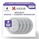 Smoke & Carbon Monoxide Detector, 10-Year Battery Powered, LED Warning Light Indicators, 4 Pack