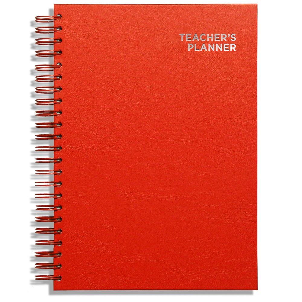 A4 Primary Teacher Planner 2026-2027 by Pirongs | 4 Period Planner | Page a Day | Undated, Hardback, Wiro-Bound Teachers Planner - 4 Lesson Day - Red โ image 1