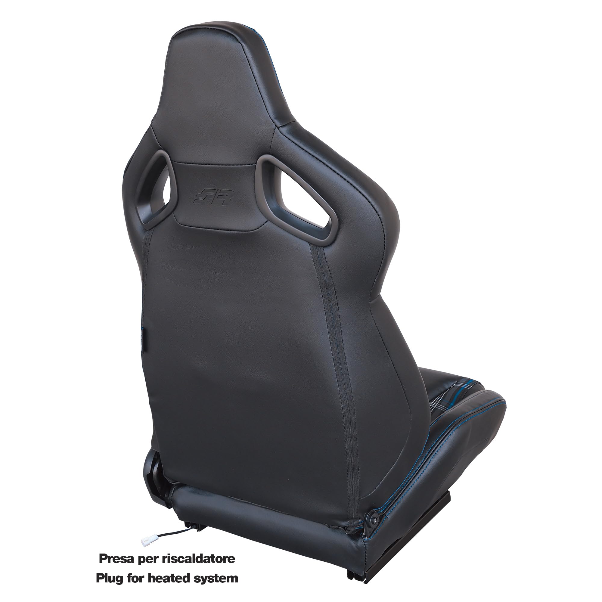 SIMONI RACING SRS/13SB Jackie Sedile sportivo Riscaldato, Reclinabile in tessuto con righe Blu e pelle nera, Universale - Leva regolazione Sinistra