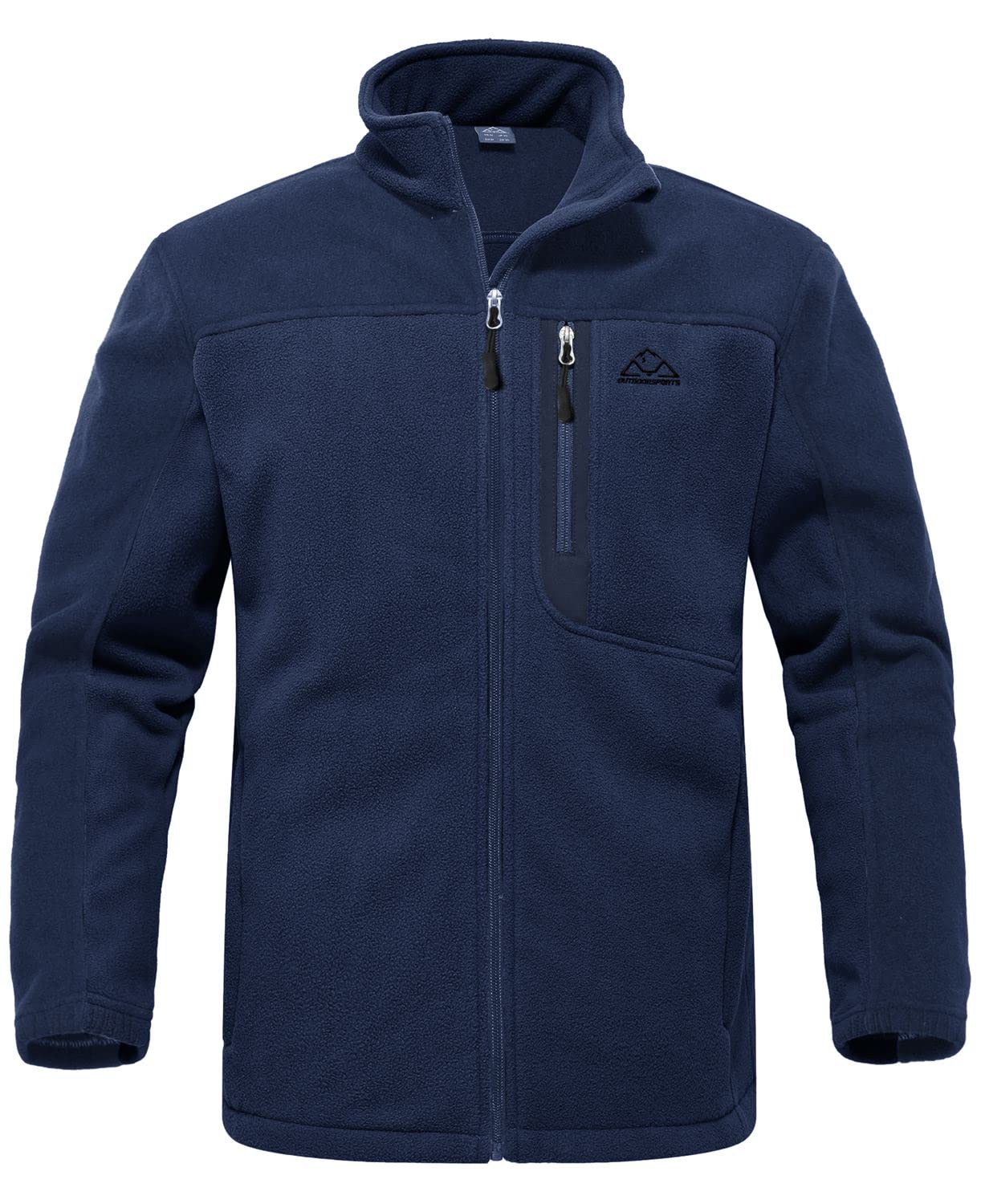 Rdruko Men's Fleece Jackets Full Zip Lightweight Outdoor Hiking Jackets Winter Coats(Full Navy, US L)