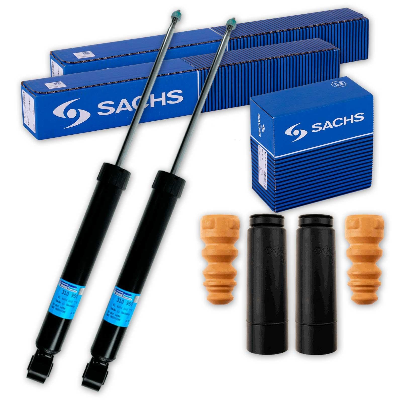 2x Sachs Stoßdämpfer + Protection Kit hinten | 310950+900140 Kompatibel mit Golf Plus V (5M1, 521),Golf V (1K1),Golf VI (5K1),Golf VI Cabriolet (517),Leon (1P1),Scirocco II