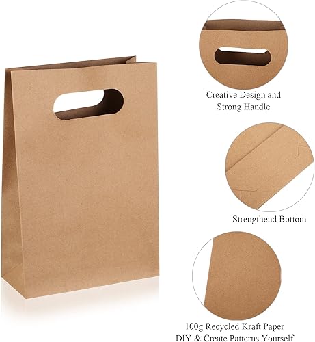 Miniatura 3 de Paterr 60 bolsas de papel de regreso a clases con asas a granel, 8.7 x 5.9 x 2.4 pulgadas, pequeñas bolsas de regalo de papel para fiesta de