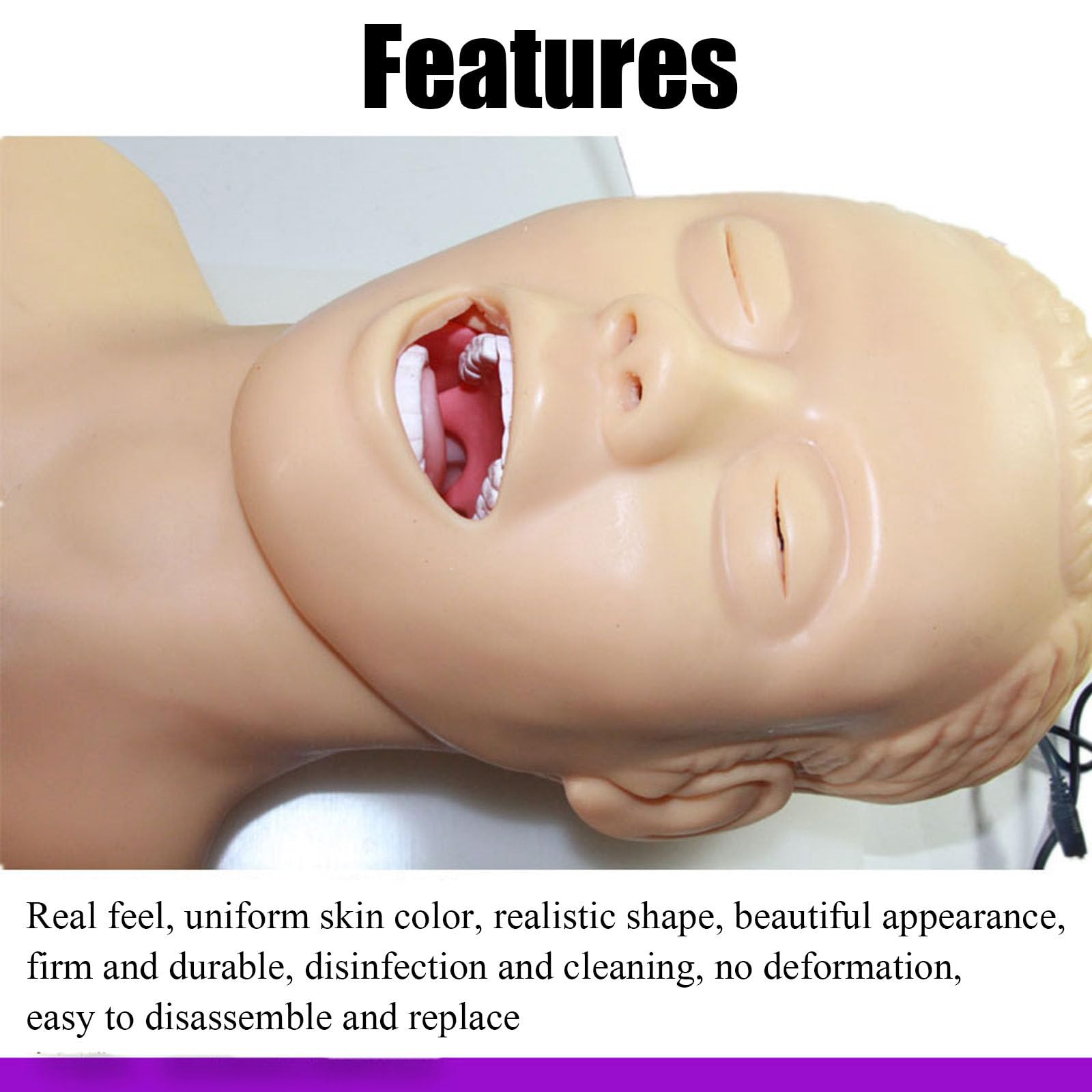 Intubation Manikin Training Krankenpflege Schaufensterpuppe,Erwachsene Intubationsmodell,Mit Zahnalarm-Gerät Simulator Atemwegsmanagement Trainer Intubation Head Lehre Unterrichtet