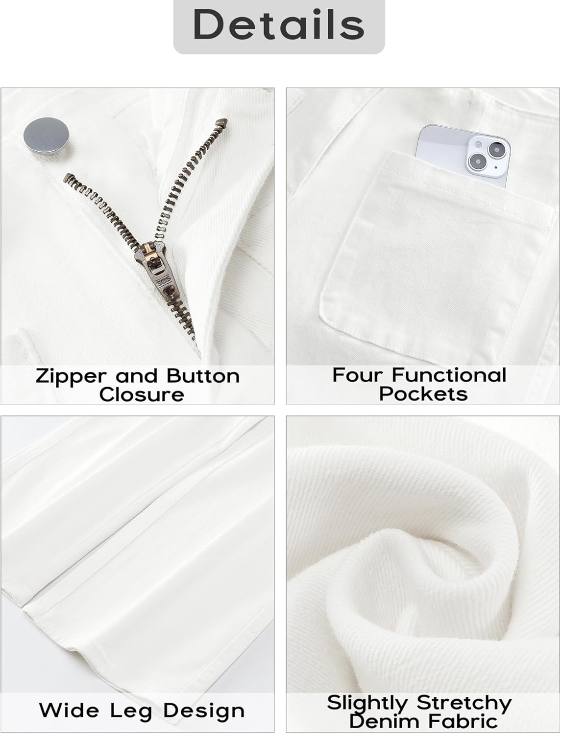 GRAPENT Wide Leg Jeans for Women High Waisted Straight Leg Stretchy Cropped Denim Pants with Pockets Jean Trousers - Image 5