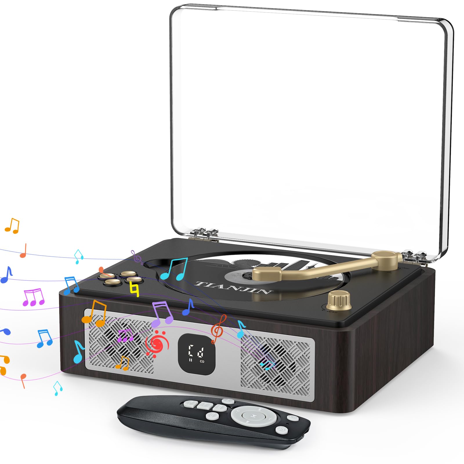 CD Player Portable with Bluetooth Input Retro Portable CD Player Desktop CD Players for Home Built-in Speakers Rechargeable Headphone Jack AUX-in Vintage CD Players