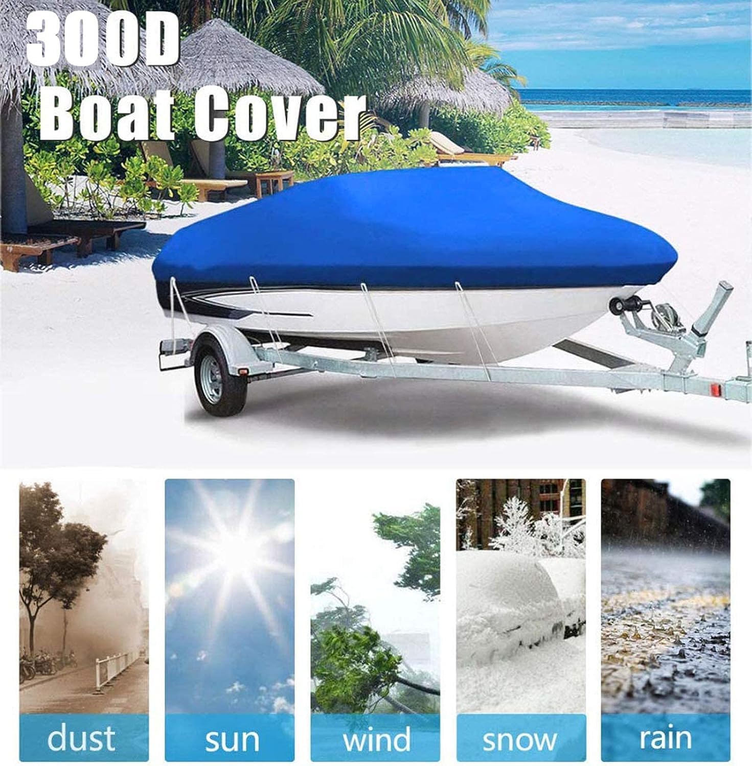 Wodoodporny pokrowiec na łódź 210D, kurtka outdoorowa do łodzi wędkarskich V-Hull i TRI-Hull (17-19FT) - płócienna osłona przeciwsłoneczna i ochrona przed kurzem do kajaków i jachtów