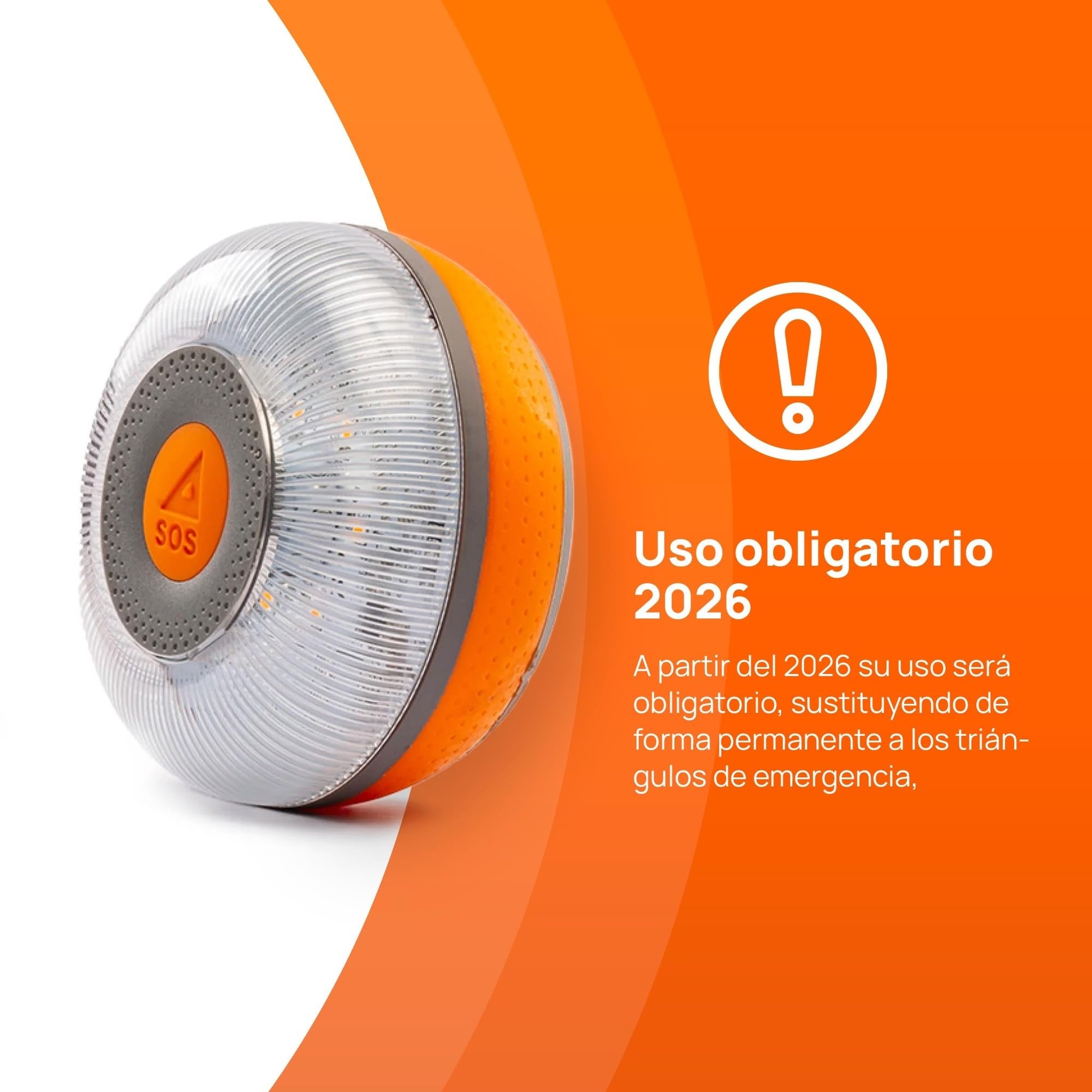 FlashLED SOS Luz de Emergencia para coche homologada, Baliza V16 Conectada Obligatoria DGT 2026, SIM y servicio hasta 2038, Cobertura profunda y Geolocalización