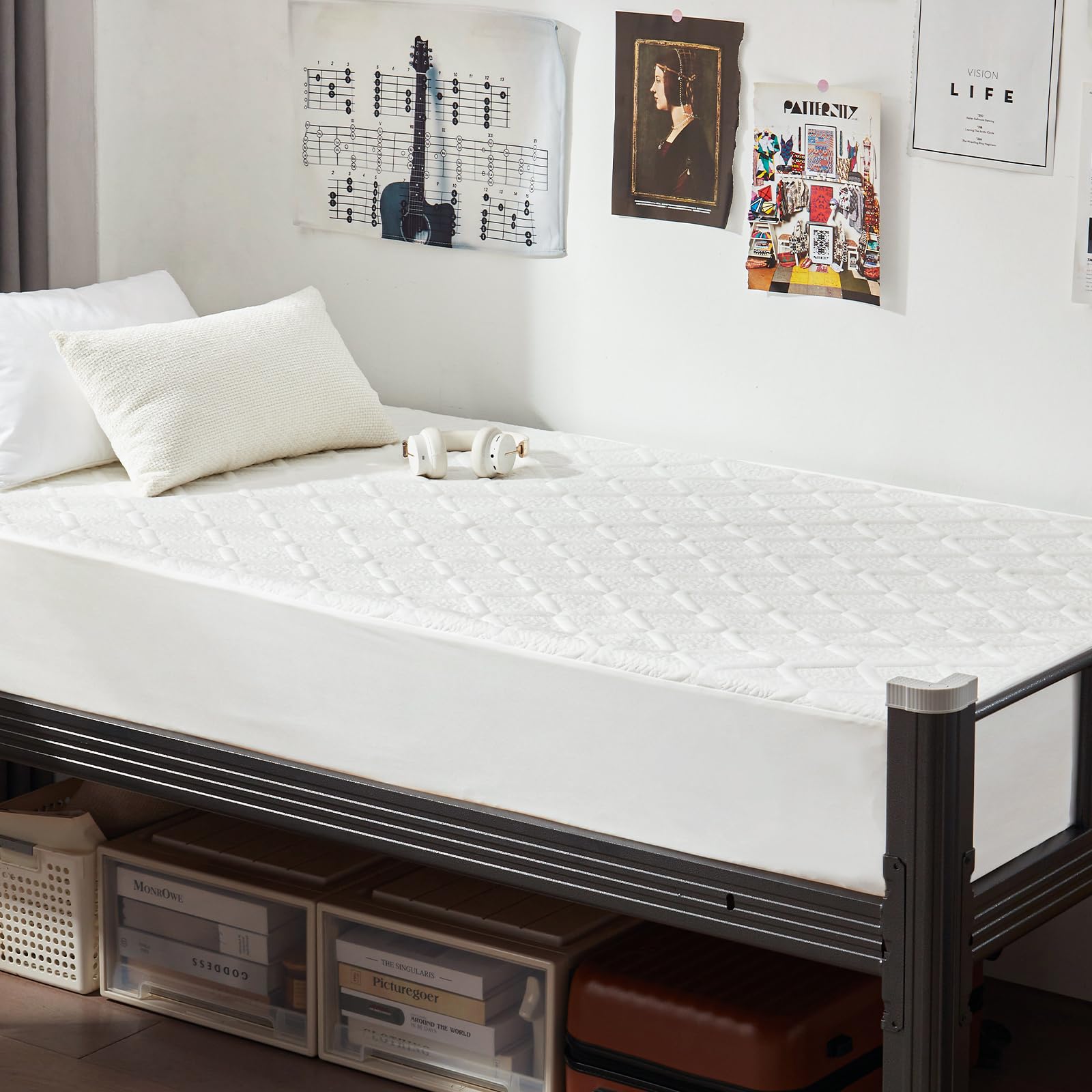 UNILIBRA Twin XL Size Waterproof Mattress Protector, 3D Air Rayon Made from Bamboo Cooling Mattress Cover, Breathable Deep Pocket Mattress Pad Fits to 8''-21'' White