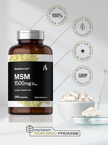 Miniatura 6 de Horbäach Cápsulas MSM de 1500 mg  240 unidades  Suplemento sin OMG, sin gluten  Berkshire Labs