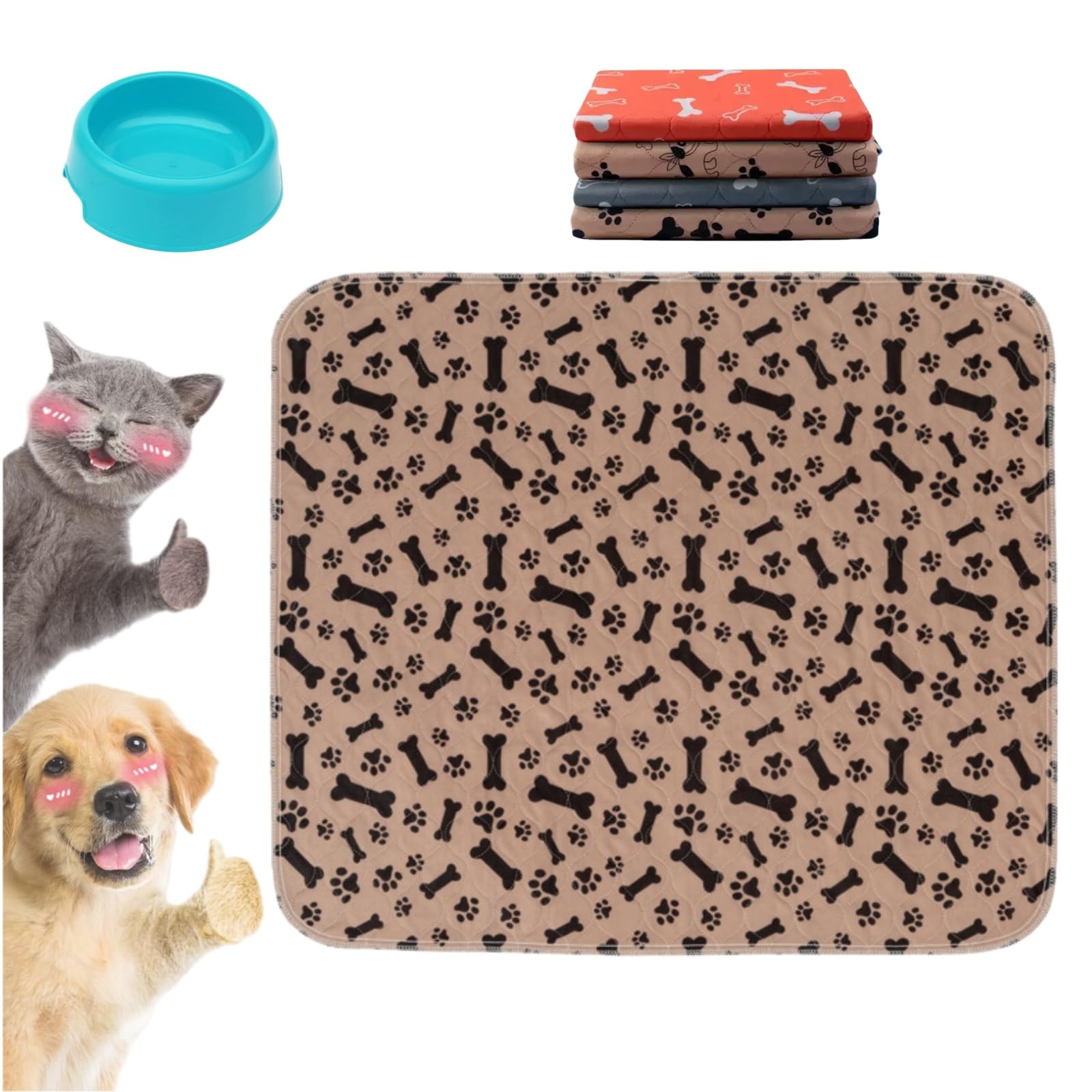 Puppy pad Pee Pads with Pheromones,Reusable and Washable Puppy Pads, Leak-Proof Pet Training Pads for Dogs Indoor Use (Brown,16X24 Inches (40X60cm))