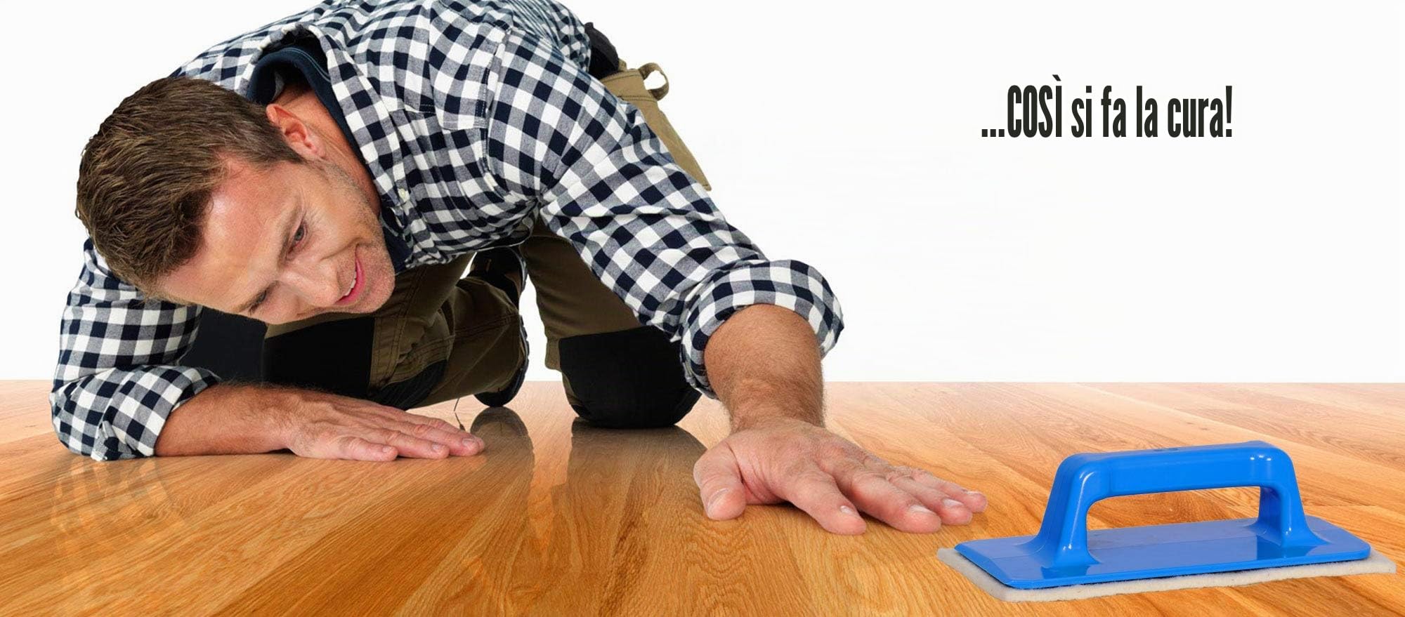 Greenwood Soft-Sheep, supporto manuale Pro con 10 cuscinetti di lana – per lubrificare e curare parquet, marmo, granito – per la cura del parquet, per la cura dell'olio, con supporto manuale Pro