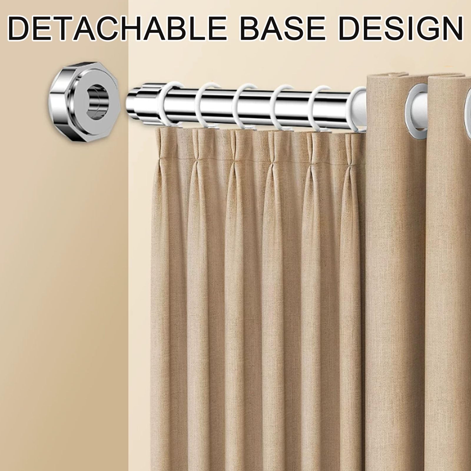 Klemmstange für Gardinen, Duschvorhangstange, Ausziehbares Design für Badezimmer, Schlafzimmer und Wohnzimmer, Einfache Montage(Silver,130-230cm/51-91in)