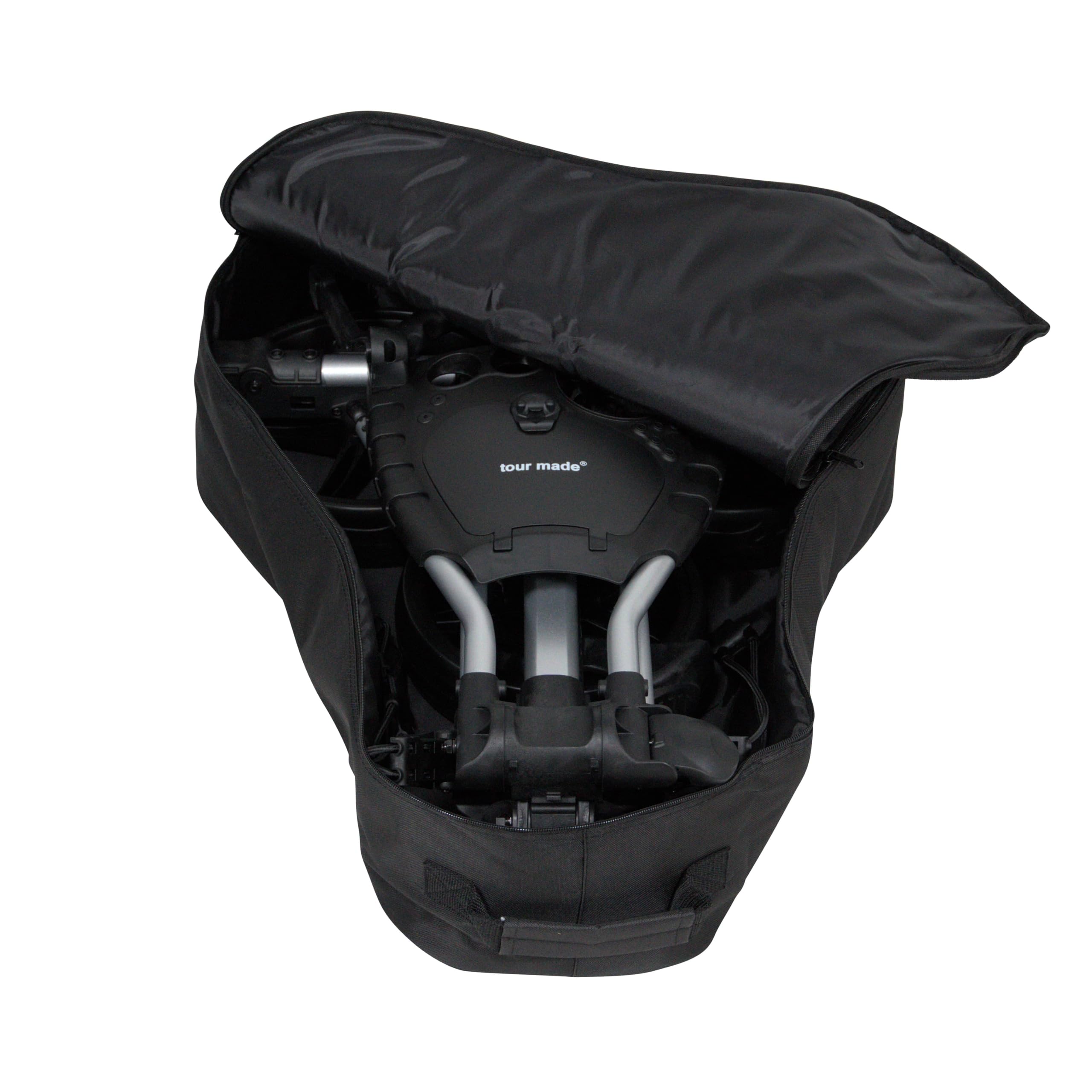 tour made RT-140/150 & 160 Carrello da golf pieghevole I Carrello da golf a spinta a 3 ruote I Carico utile fino a 25 kg I Qualità di marca tedesca I Numerosi accessori inclusi