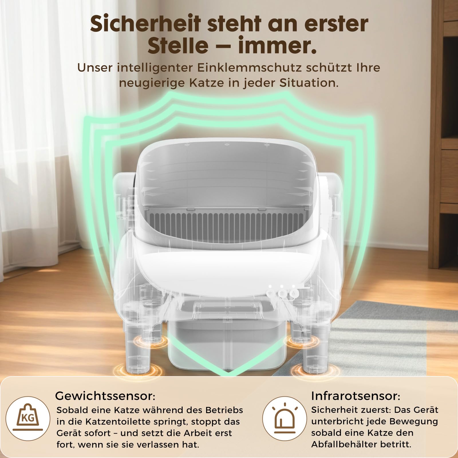 GTPLAYER Katzenklo Selbstreinigend, Selbstreinigende Katzentoilette mit Offenem Design, App-Steuerung & Sensoren, Automatisches Katzenklo mit Duftstein, Streumatte, Ideal für Mehrkatzenhaushalte, Weiß
