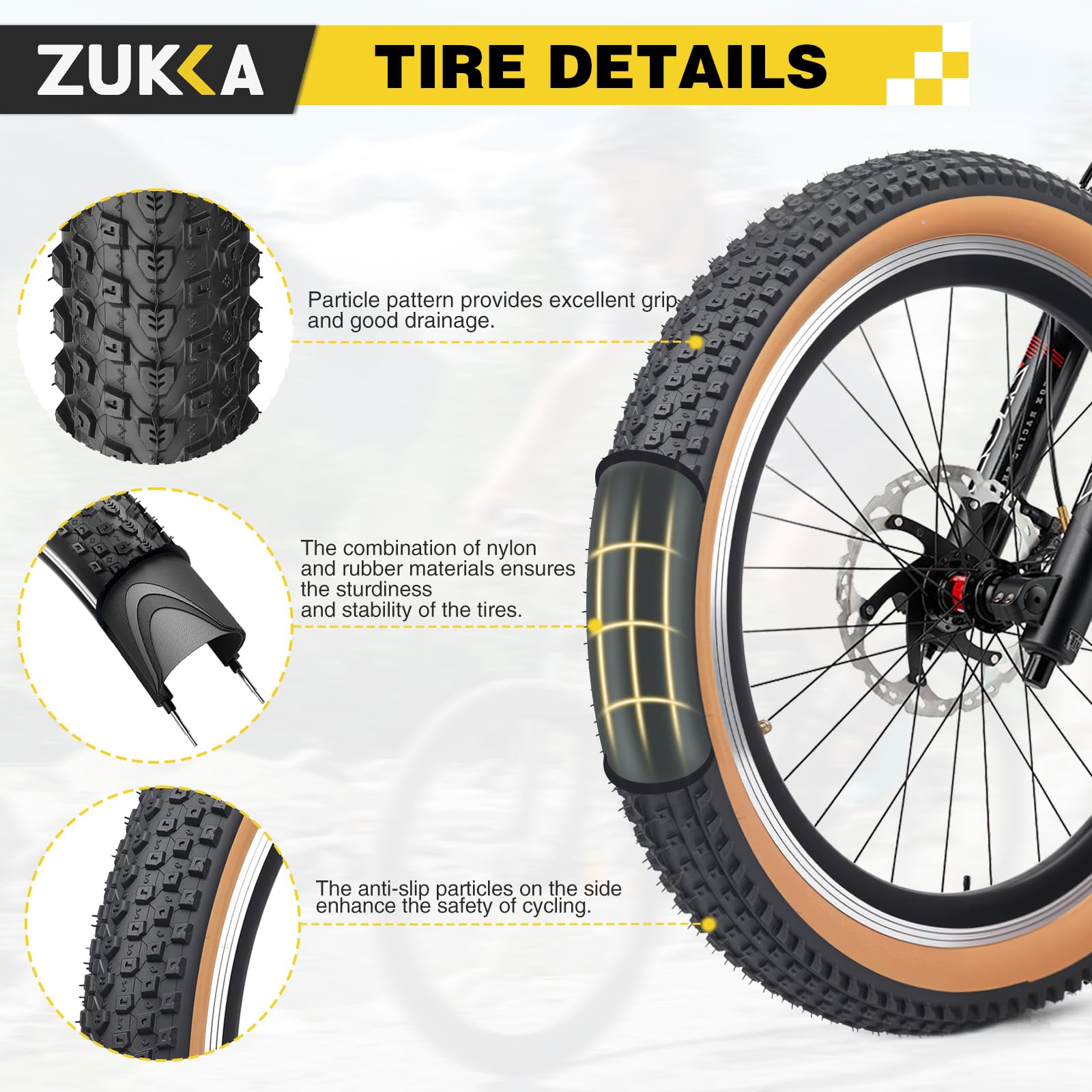 ZUKKA Pneumatico per bici 20/24/26/27,5/29 x 2,125 pneumatico per bici da mountain bike pieghevole per mountain bike, per bambini