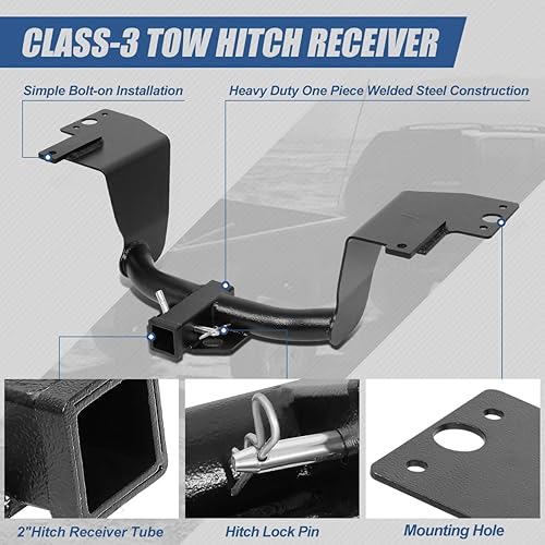 Miniatura 2 de Auto Dynasty Receptor de enganche de remolque clase 3 de 2 pulgadas compatible con Porsche Macan 15-18