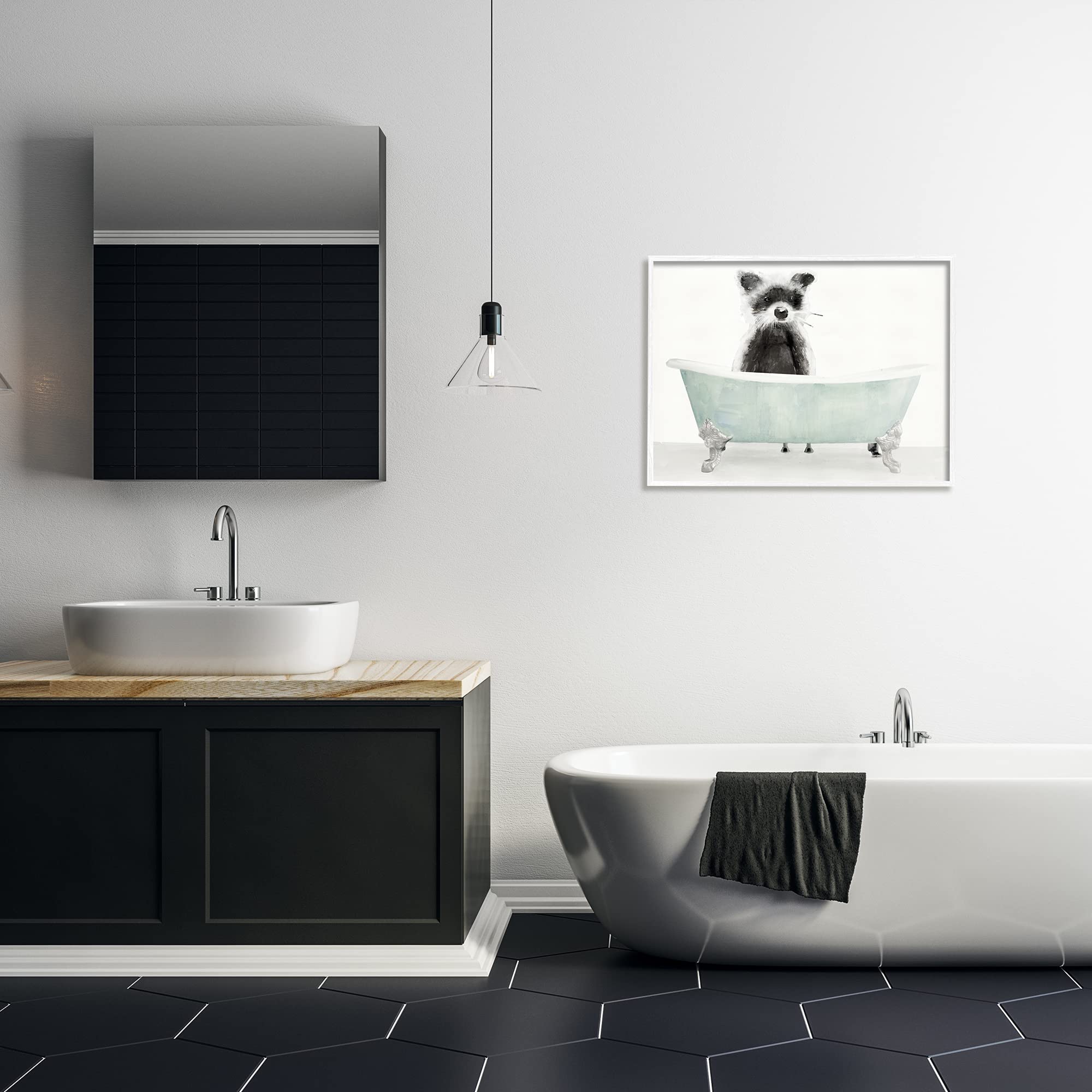 Stupell Industries Raccoon In A Tub Funny Animal Bathroom Drawing, Design by Stellar Design Studio