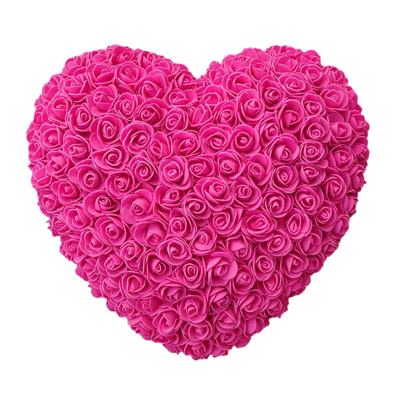 Valentine Day Wreath, 25cm 10inch Soft Rose Heart Shaped Valentine Day Wreath, for Anniversary Wedding Candlelight Dinner Outdoor Home Decor, Artificial Plants Flowers (rose red)