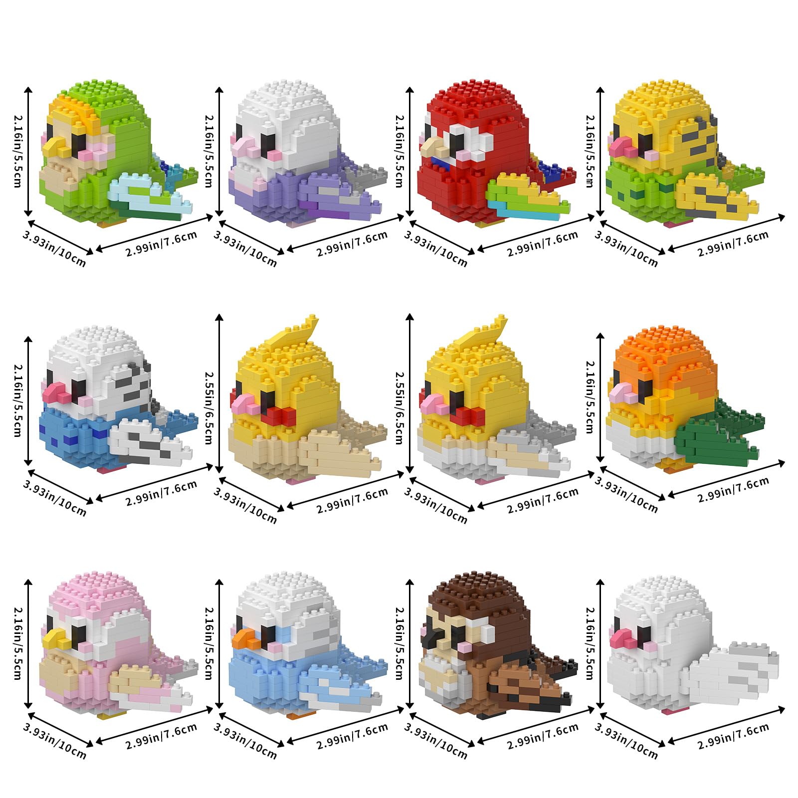 HJPLPXH Parrots Micro Mini Building Block Sets Birthday Gift for Kids, Animals Buildling Model Kits, Mini Bricks Birds Series Toys for Kids?12 Boxes?