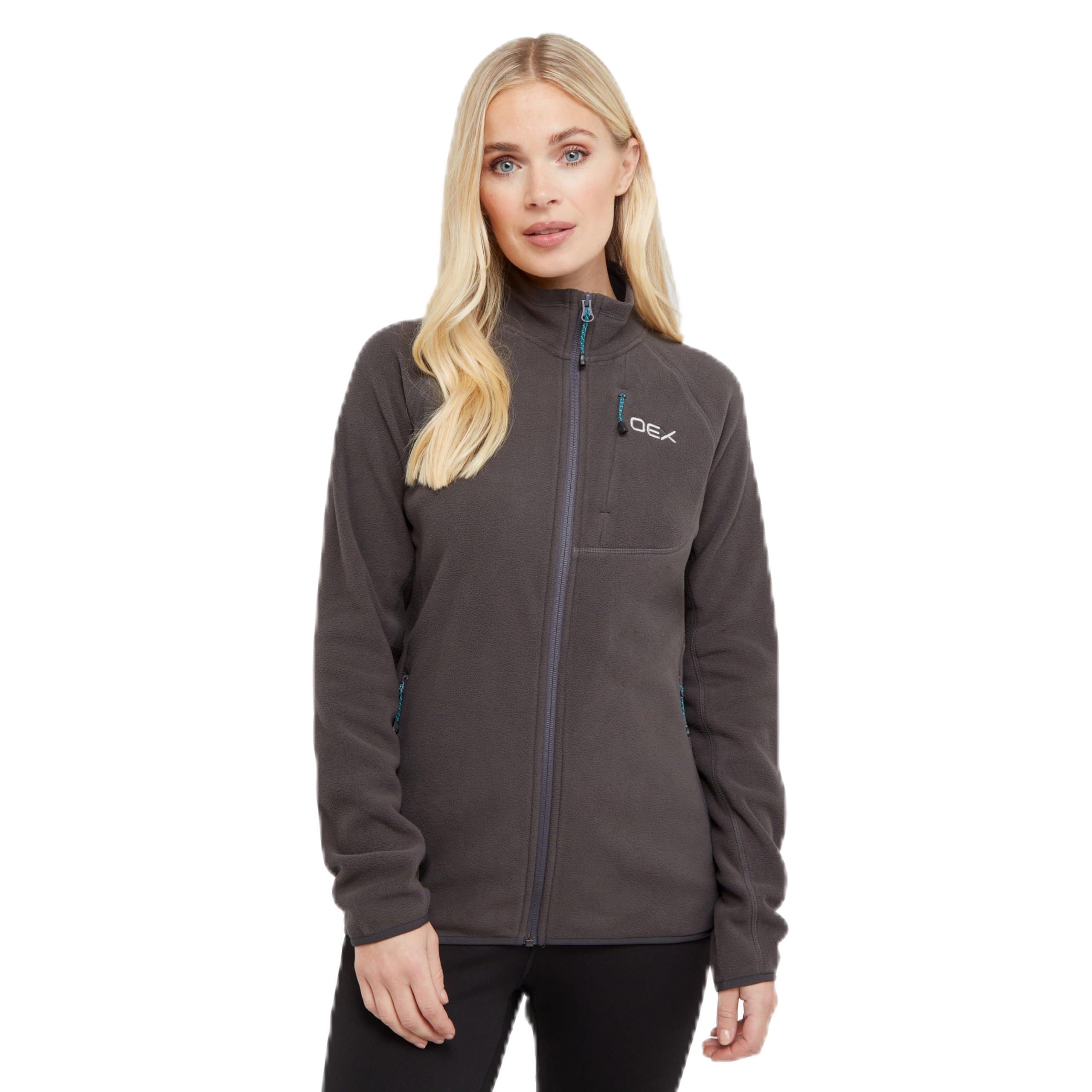 Oex Women's Grey Ardmore Full Zip Fleece, Size 16