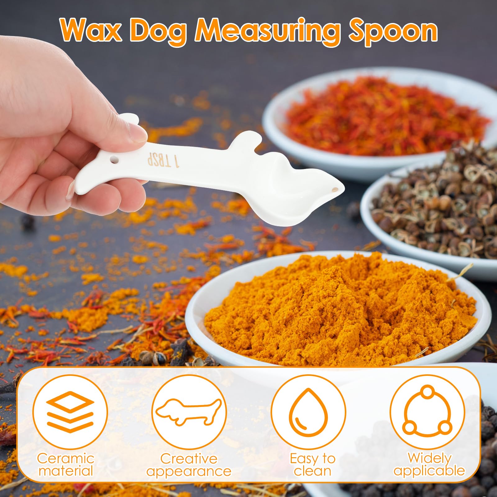 ZJRDYYK 4PCS Cute Ceramic Measuring Spoons Set, Teaspoons Measuring Spoon, Measuring Spoons Ceramic Set, Dachshund Measuring Spoons Set