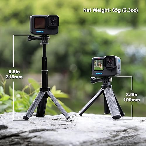 Miniatura 3 de SOONSUN Mini palo selfie extensible para GoPro, portátil de mano selfie stick trípode soporte para GoPro Hero 13121110 9876543, sesión, fusión,