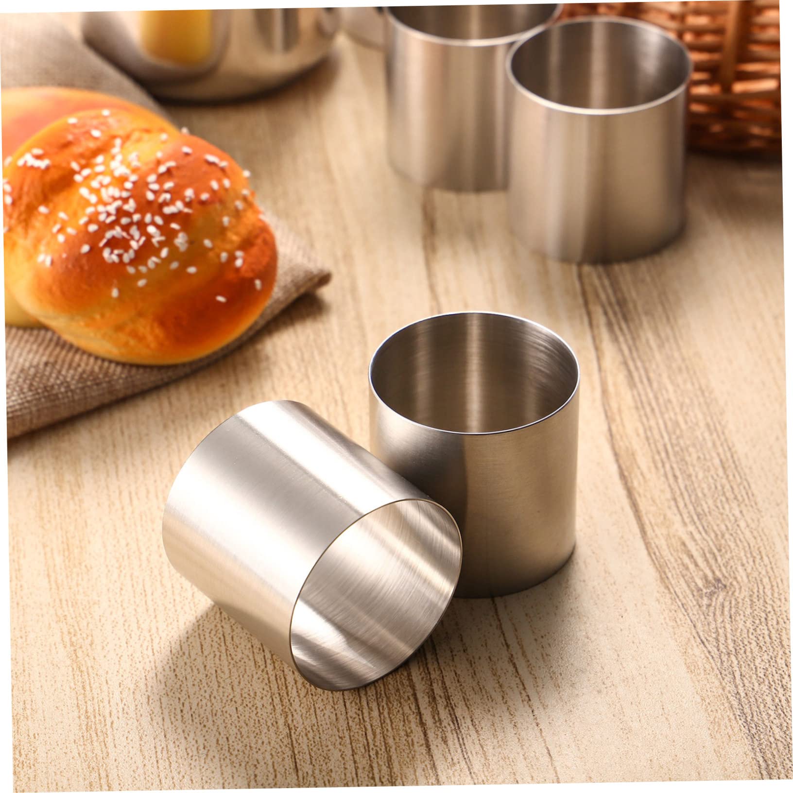 Set de 8 Moldes Redondos de Acero Inoxidable para Hornear Pasteles y Mousse, Bordes Lisos y Fácil Limpieza, Adecuado para Postres Delicados