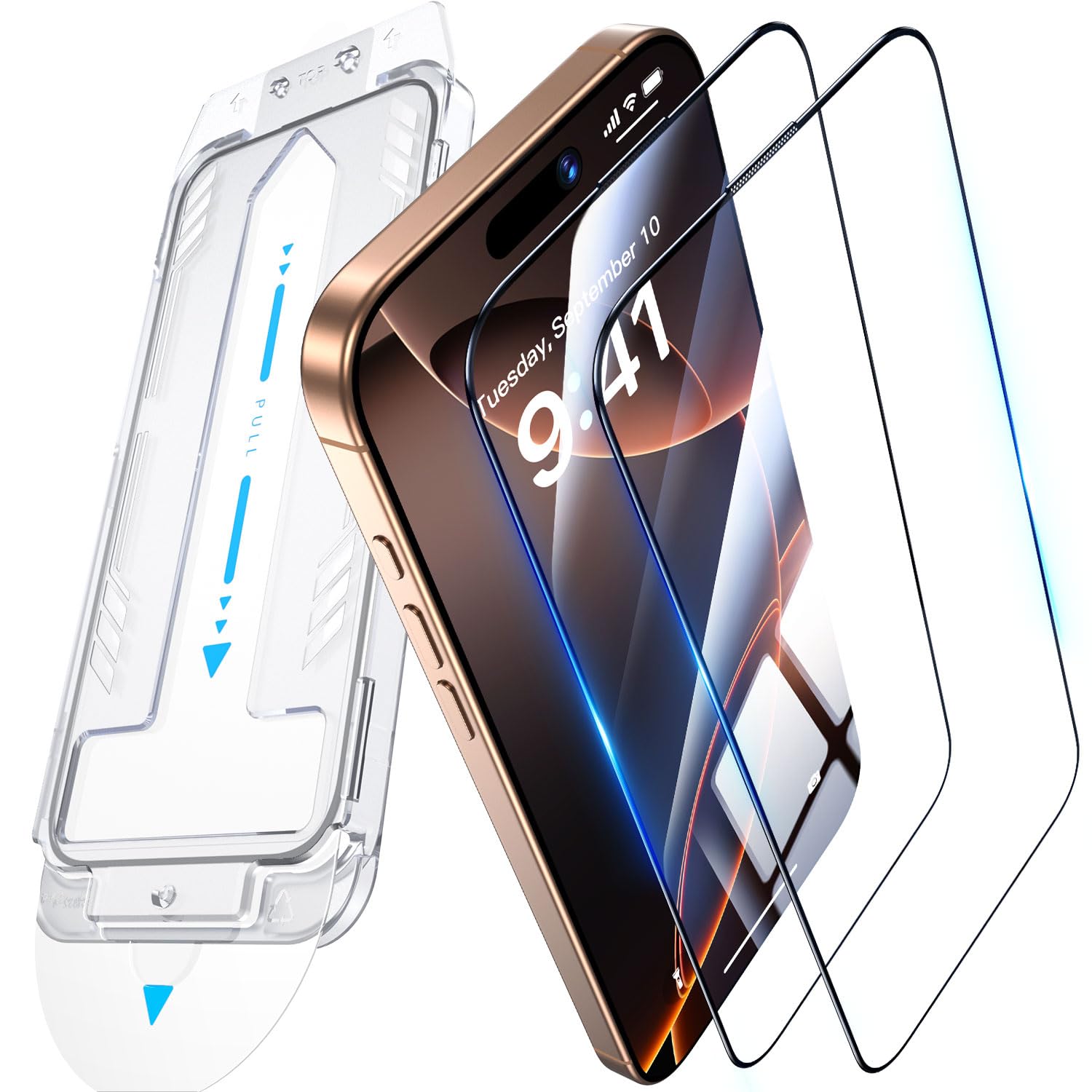 UniqueMe per iPhone 16 Pro /17 Vetro Temperato - Pellicola, 2 Pezzi | Pellicola Protettiva per iPhone 16 Pro /17, Strumento di Installazione Automatica, Senza Bolle