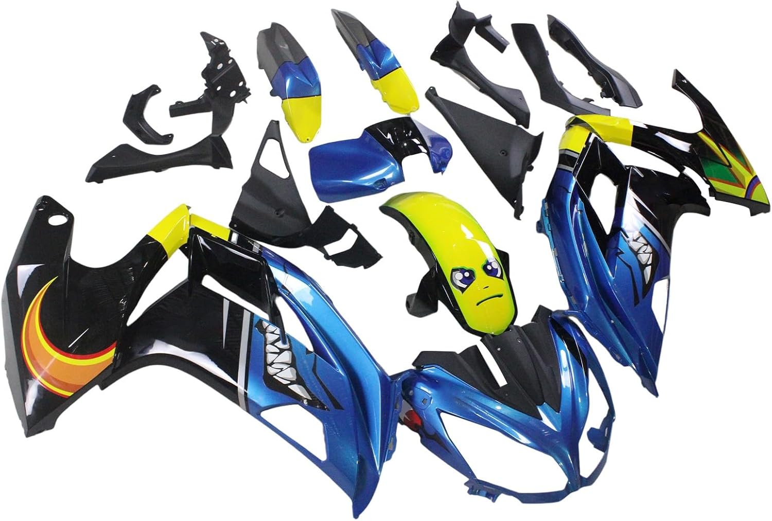 Injection ABS Fairing Kit Fit for 2012-2016 Kawasaki Ninja 650 ER-6F 12 13 14 15 16 Bodywork Motorcycle Plastic Body Frame Panel - Shark Blue & Yellow