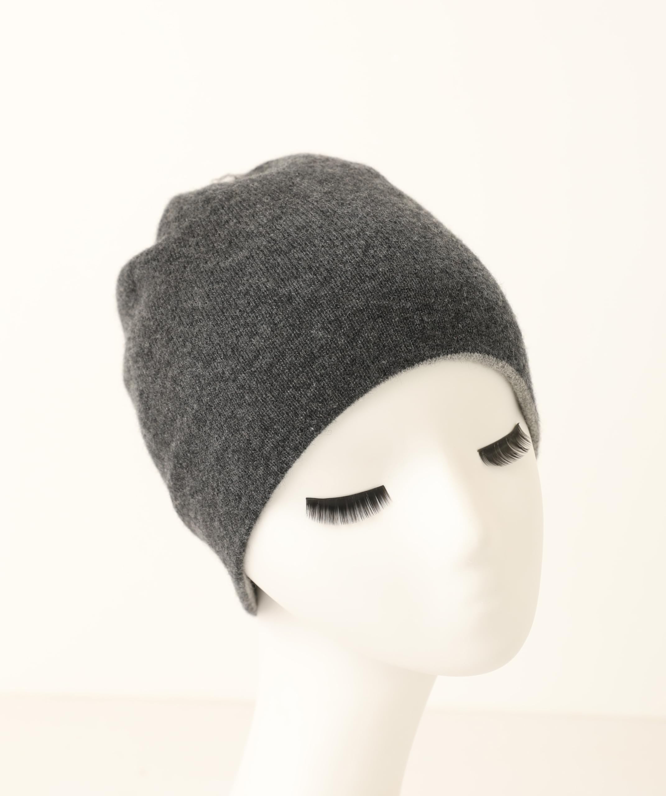 Winter 2-lagig Wendemütze 100% Kaschmir-Mütze 2-farbig Beanie für Damen