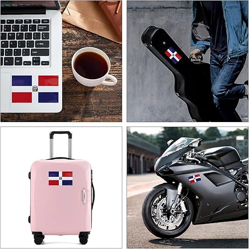 Miniatura 5 de CANTENDO Paquete de 3 calcomanías de bandera dominicana, calcomanías reflectantes de vinilo para automóvil, calcomanías impermeables para