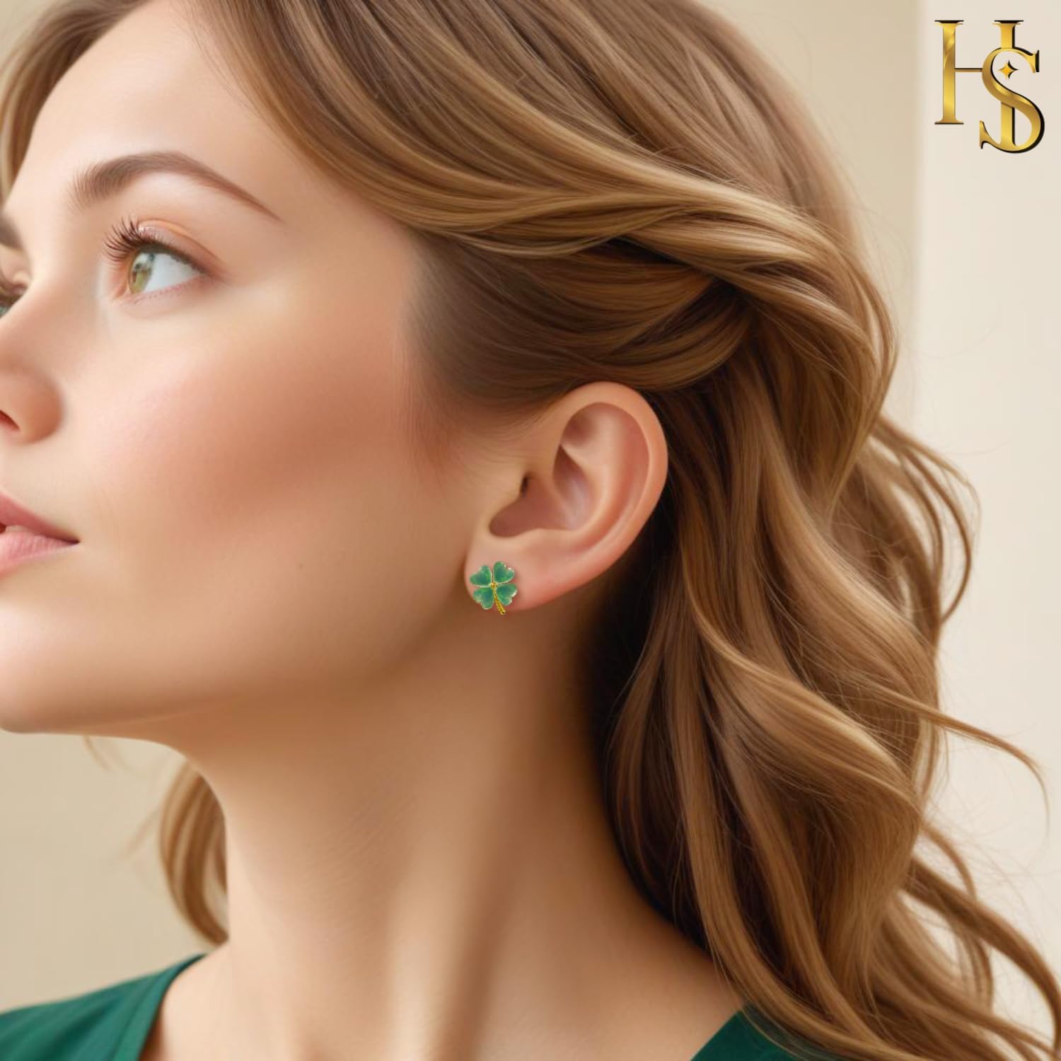Green Cat Eye Clover Flower Earrings for Women | Irish Shamrock Earrings | Green Clover Earrings | Lovely Jewelry Gift - Image 3