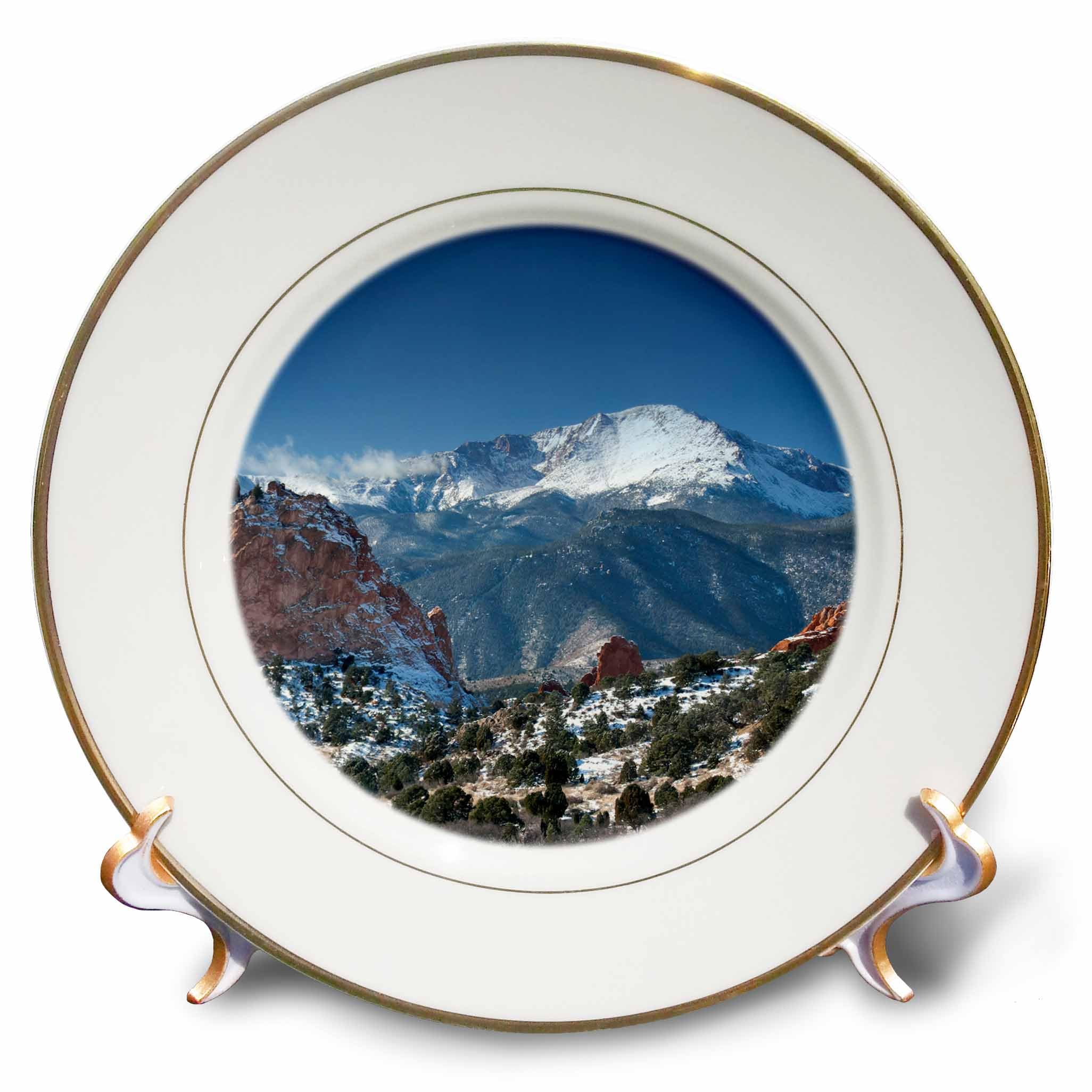 3dRose cp_38673_1 Colorado Mountains Pikes Peak-Porcelain Plate, 8-Inch
