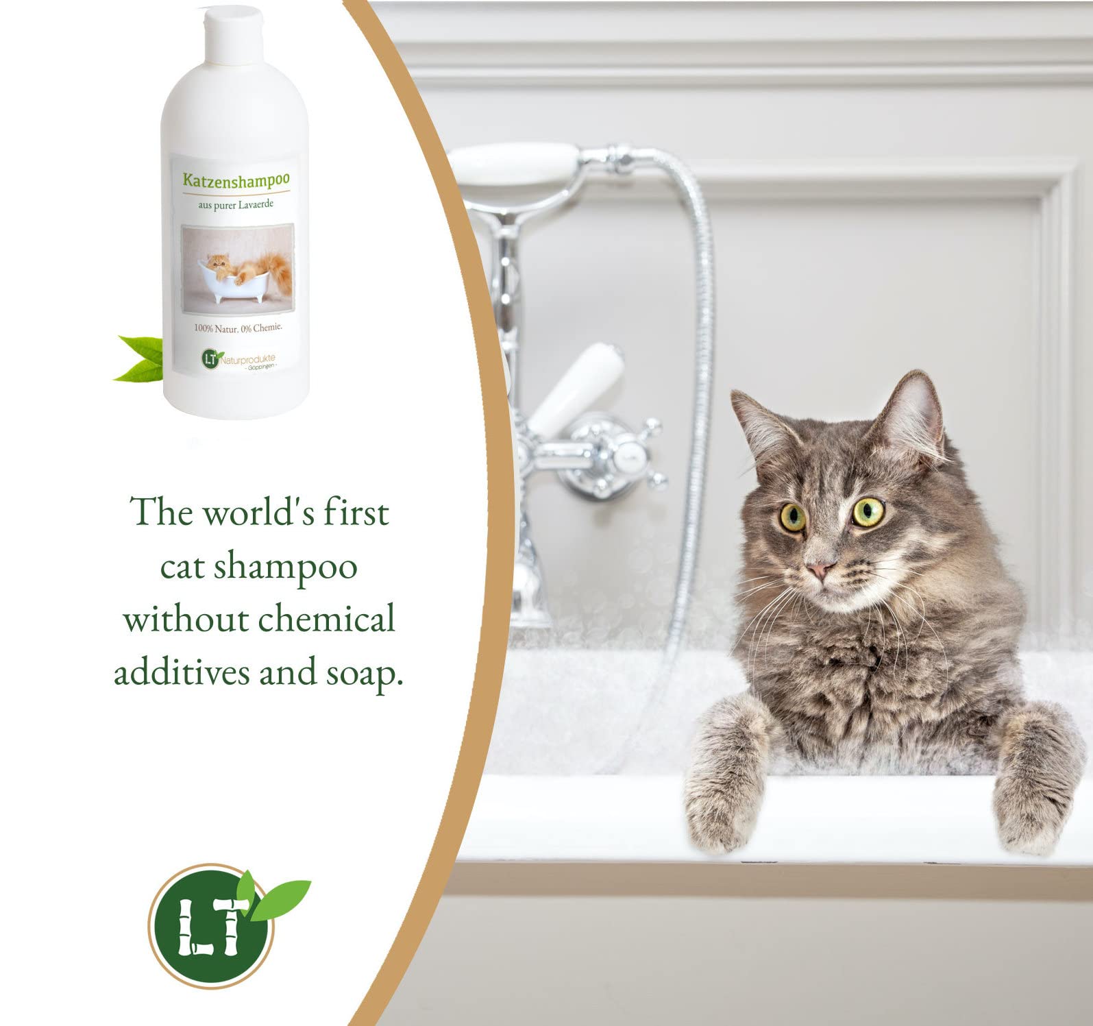 Shampoing pour Chat | Bio | sans Substance Chimique et Savon | hypoallergénique | Anti-démangeaisons | au ghassoul marocain d'origine | 500 ML | pour Un Pelage Brillant