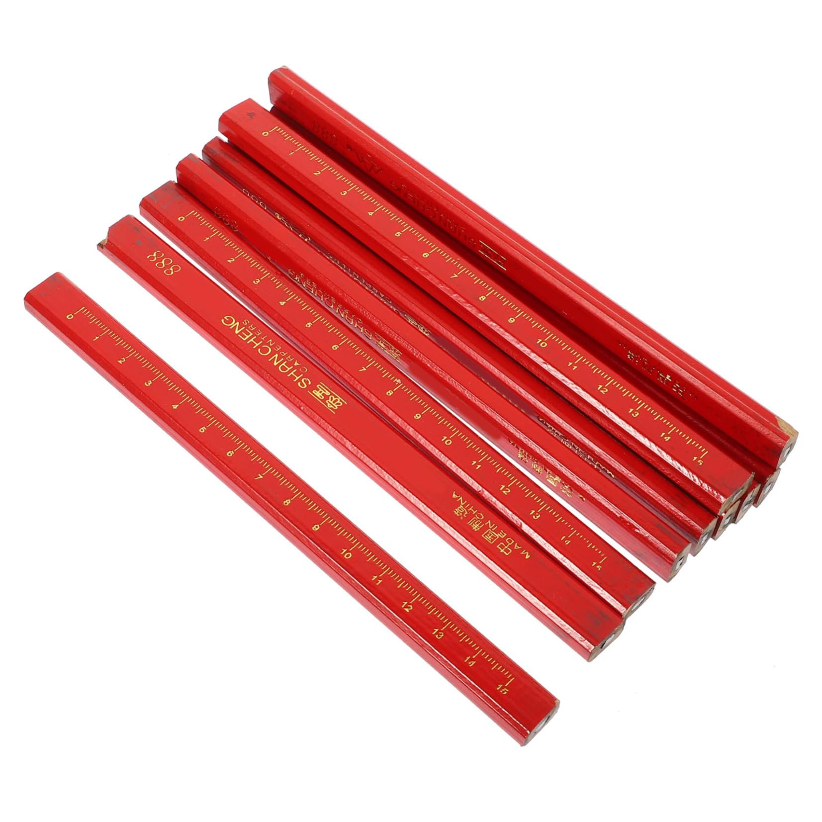 YARNOW Crayons de Charpentier Octogonaux en Bois, Lot de 72, Rouge