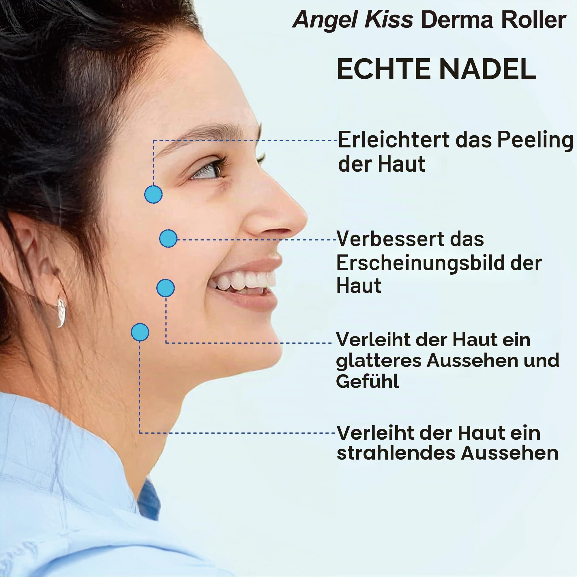 Angel Kiss Derma Roller 0,5 mm - Microneedling Roller mit ECHTEN 192 Titan-Nadeln - Professionelles Microneedling für die Anwendung zu Hause – Ideal zur Ergänzung Ihrer Hautpflegeroutine