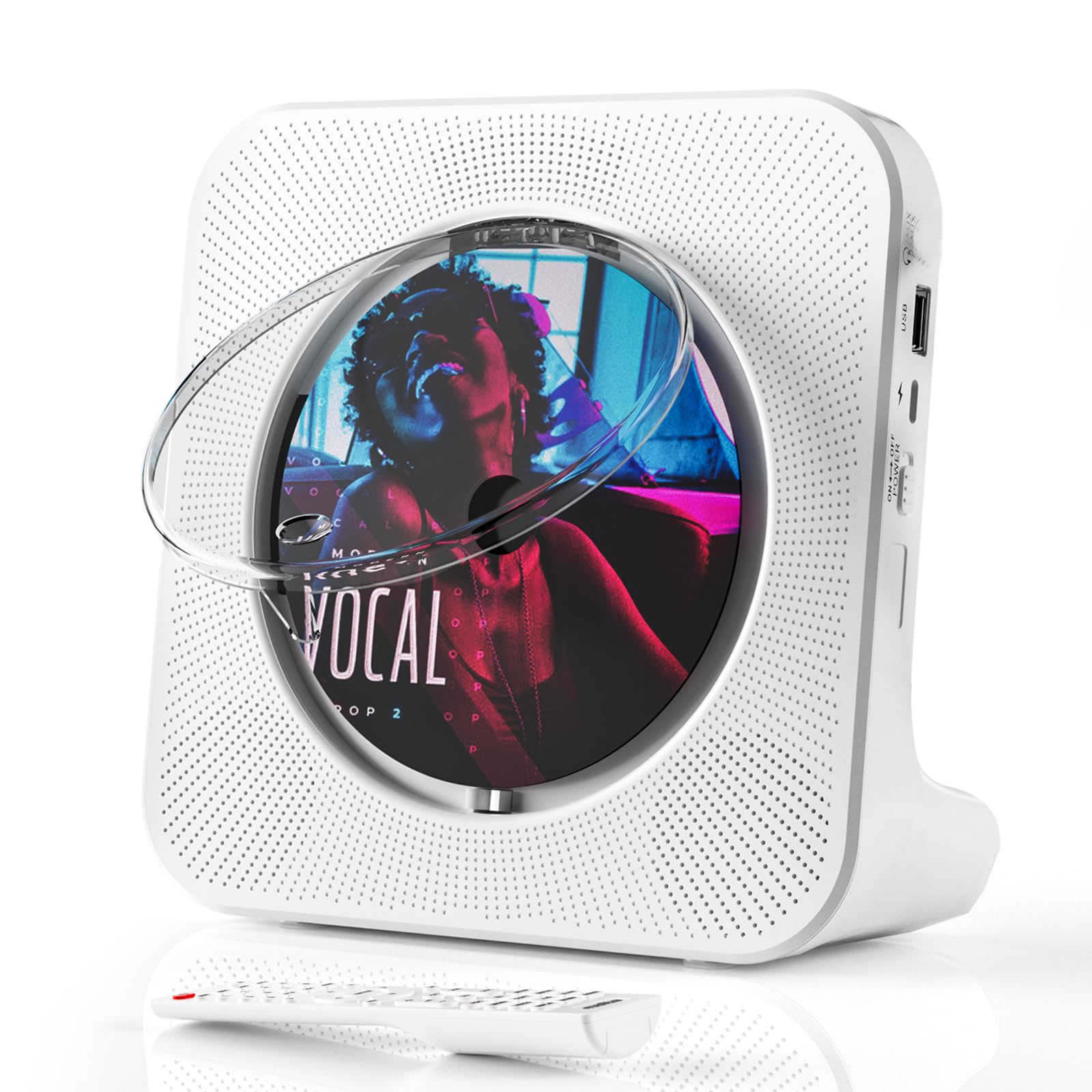 CD Player with Bluetooth Transmitter, Portable CD-Player Built-in HiFi Speakers LED Display, Music Kpop Mp3 Player Home Audio, FM Radio, Timer, USB, AUX, Remote Control, Mother Days Gift