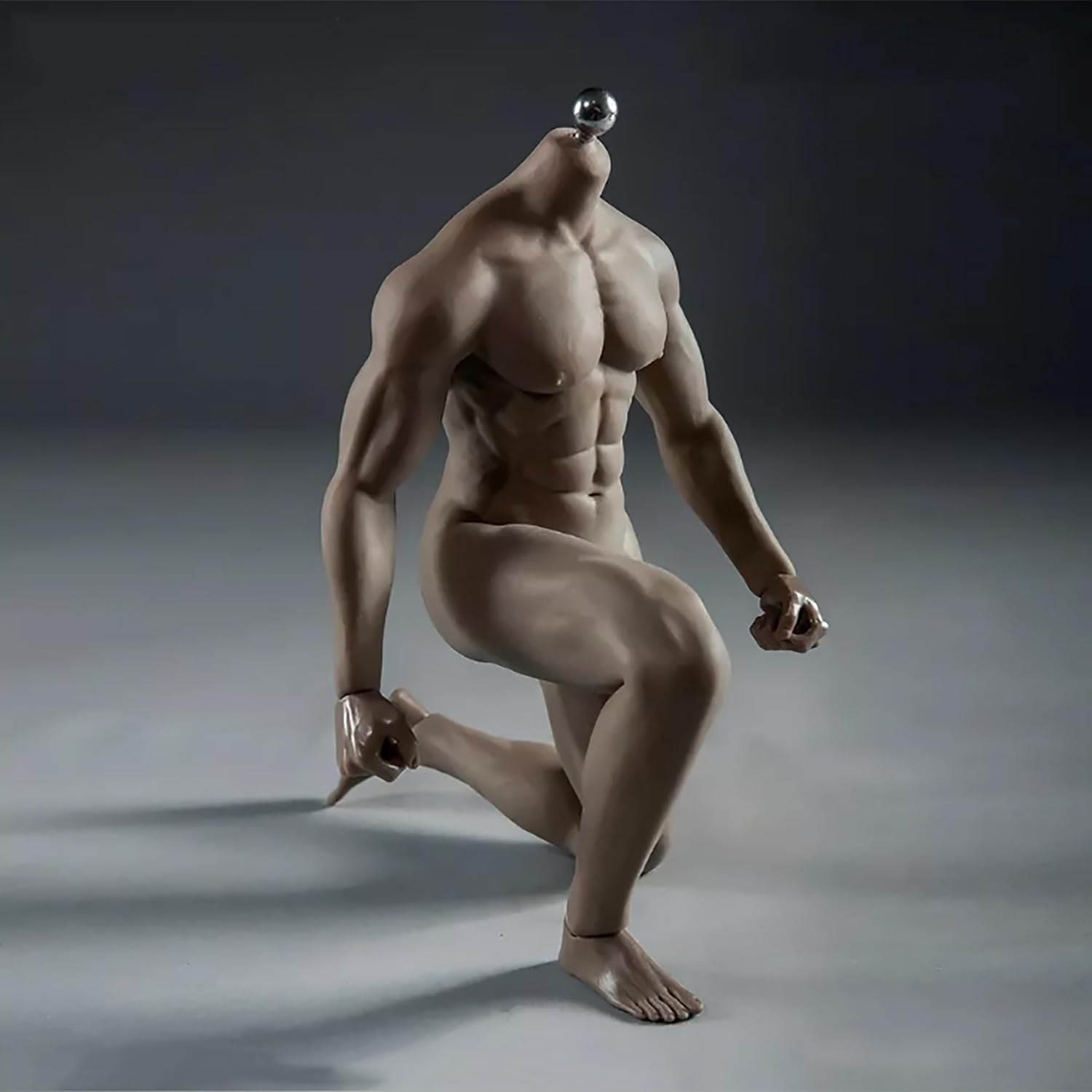 1/6 Scale Muscular Male Body 12inch JIAOU Doll Black Skin Flexible Seamless Strong Action Figure Doll Miniature Figure Body Without Head Sculpt