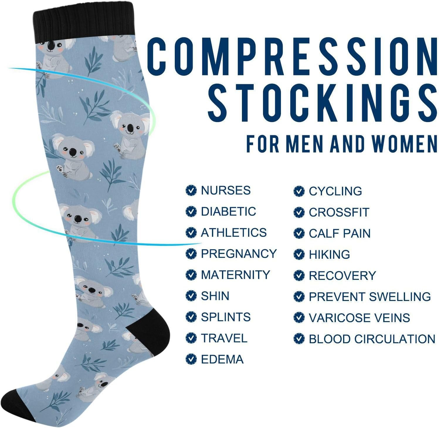 Wusikd Cow Milk Compression Socks for Women and Men Circulation Cow Print Long Socks for Athletic Running 2 - Image 5