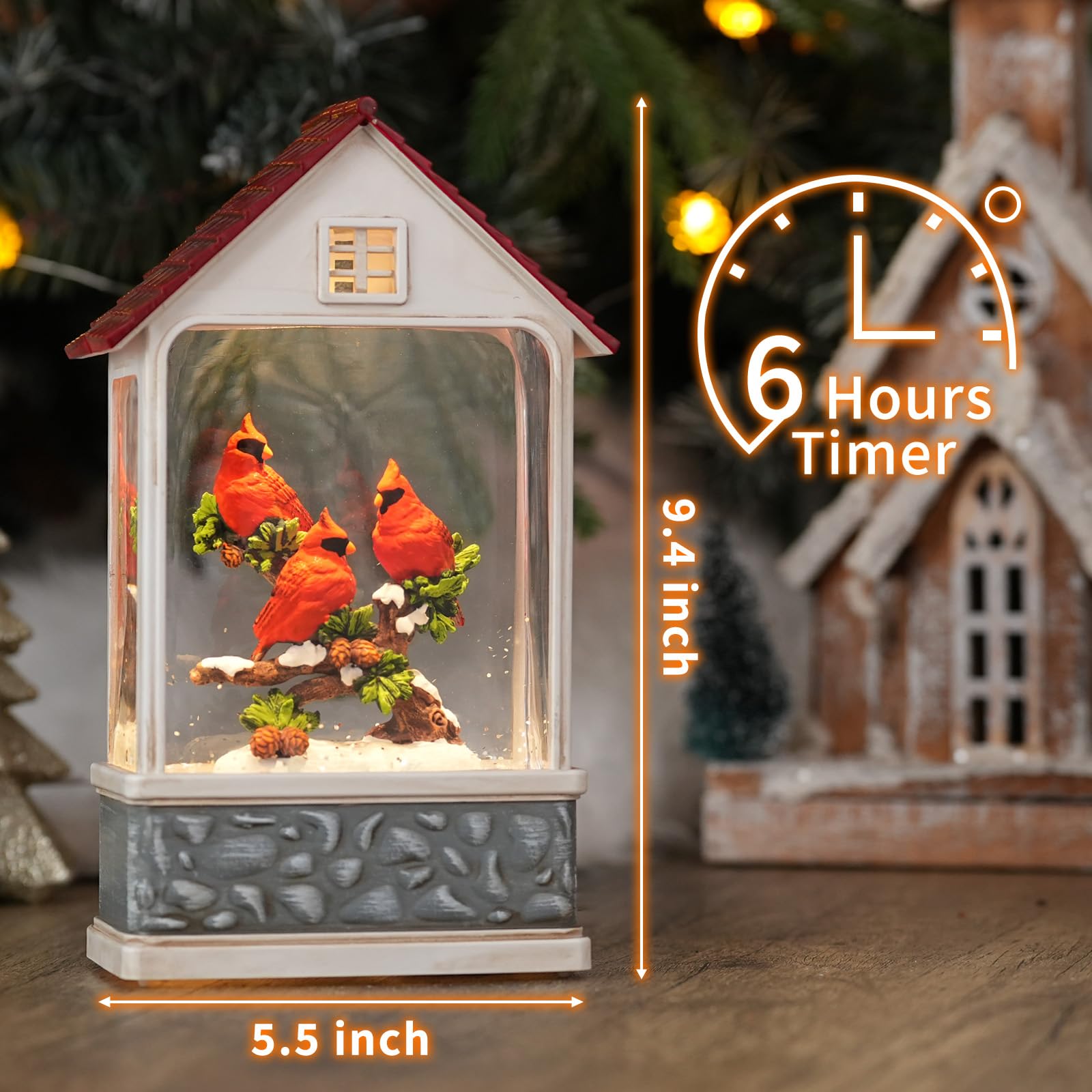 Snapklik.com : Cardinal Christmas Snow Globes Lighted Musical ...