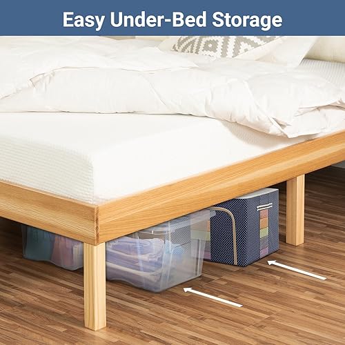 Miniatura 30 de Naomi Home Base de cama de metal de 14 pulgadas con plataforma de metal de alta resistencia (no necesita somier), color negro Negro -,Natural,Blanco