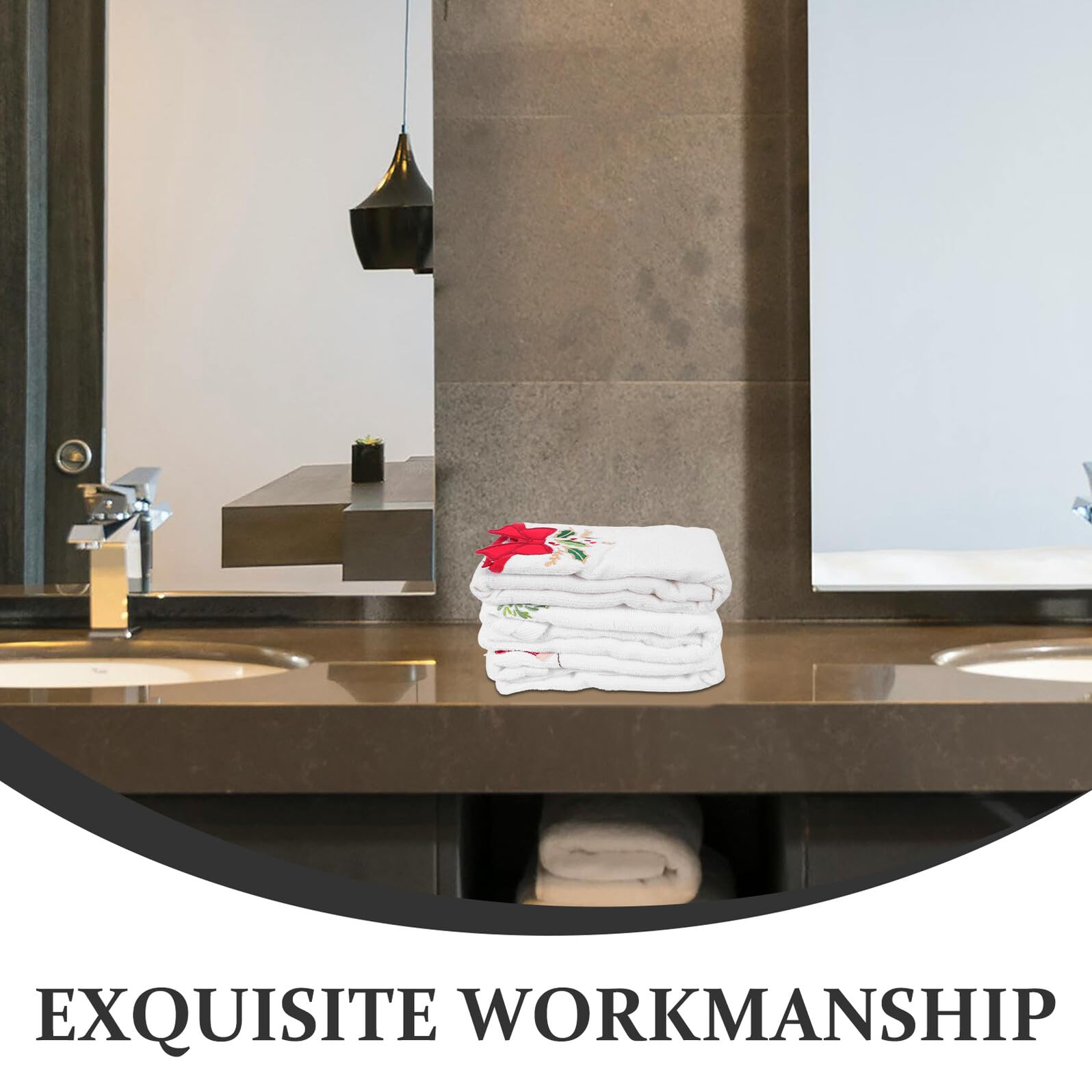 Artibetter 3 pezzi Asciugamani Natalizi in Cotone Ricamati Morbidi e Assorbenti Decorazioni Festive per Cucina e Bagno Lavabili in Lavatrice Stile Elegante per Feste